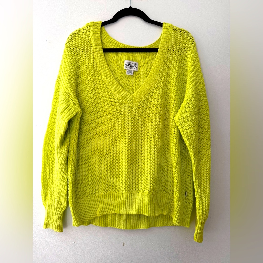 PINK Victoria’s Secret Forenza Sweater Knit Green Yellow Oversized M